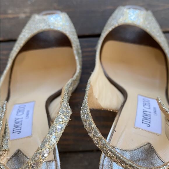 #JIMMY CHOO Nova Glitter Platform Slingback Heels 38 - Picture 8 of 14